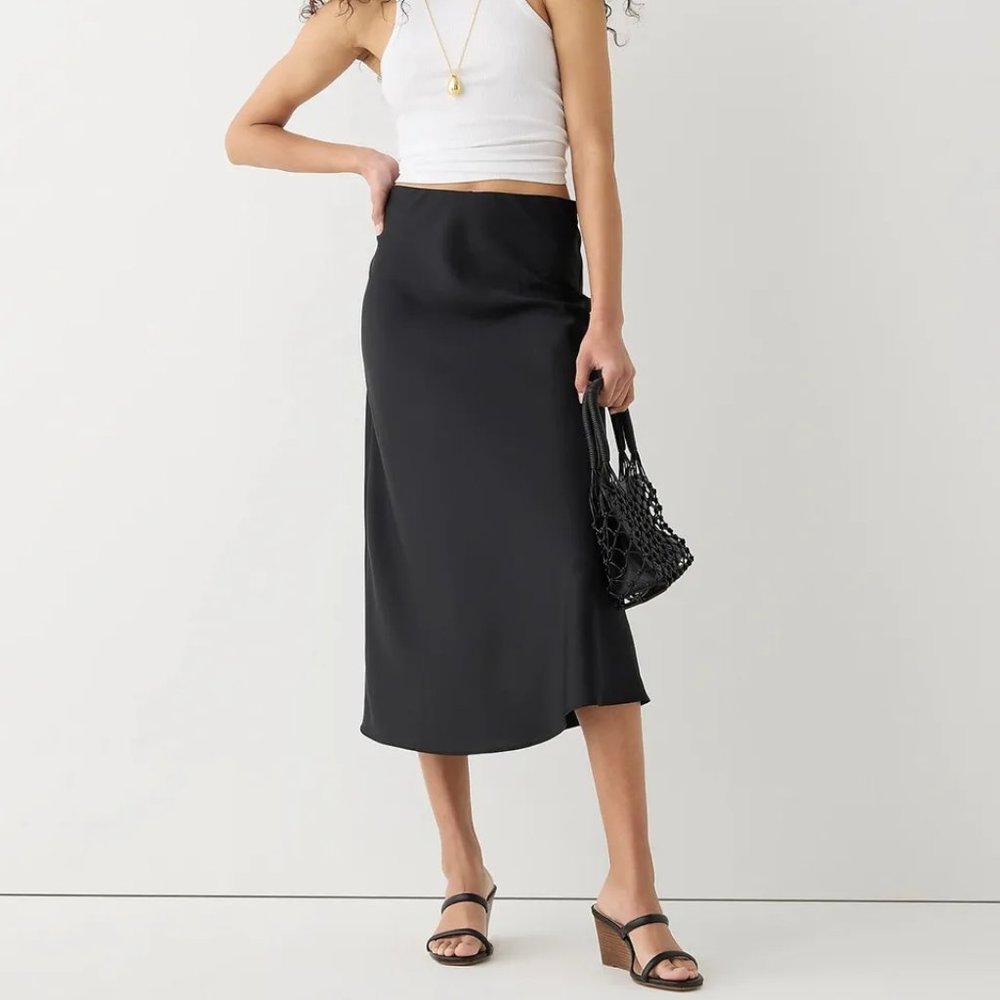 NWT: JCrew Gwyneth Slip Skirt, Black size large